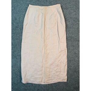 Adolfo Studio Vintage Pink Linen Blend Maxi Skirt Side Slit‎ Petite 6 SK069